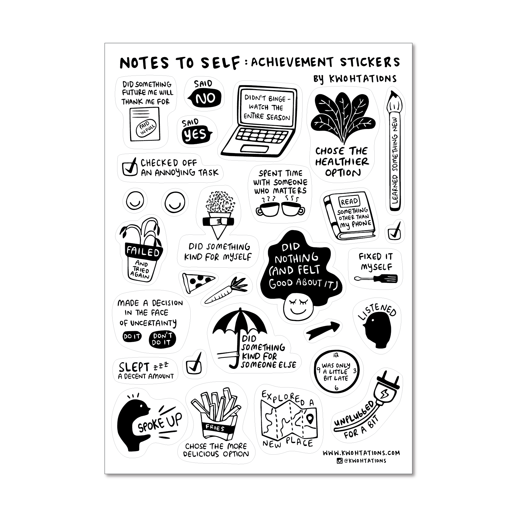 Self Care Sticker Sheet – Brooklyn Haberdashery