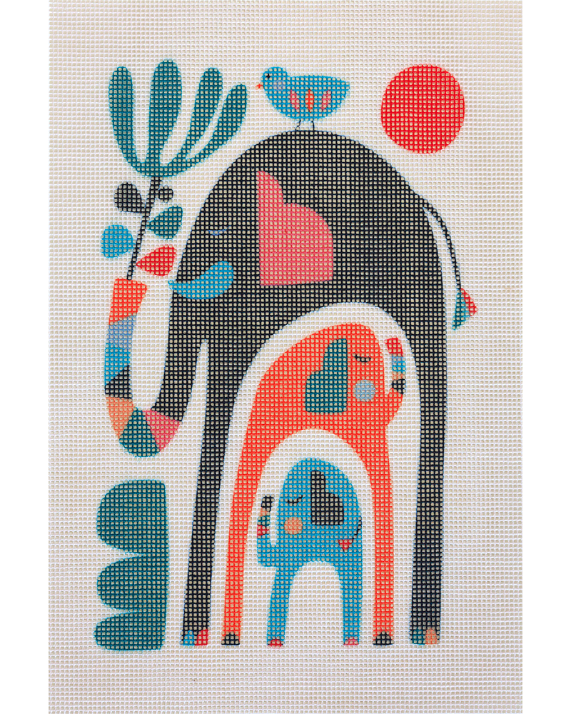 An easy beginner needlepoint kit designed for Kids of all ages. This canvas  depicts an elephant that is stitch-painted onto 7 mesh needlepoint canvas  and comes with acrylic threads. – Needlepoint For