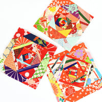 Vintage Kimono Silk Quilt Block, 6"