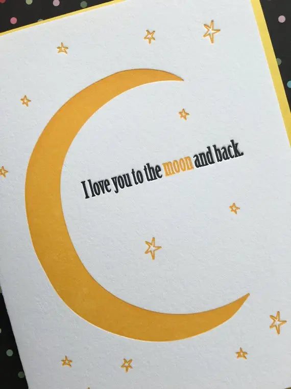 Love You to the Moon - letterpress card – Brooklyn Haberdashery