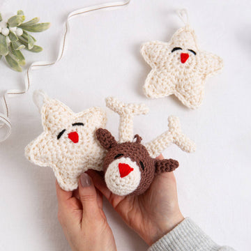 Reindeer & Star Ornaments Crochet Kit