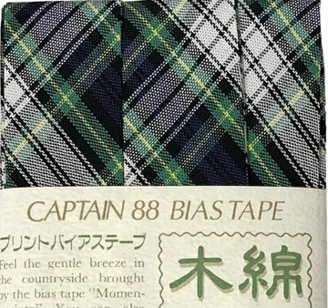 Cotton Bias Tape - Green Plaid