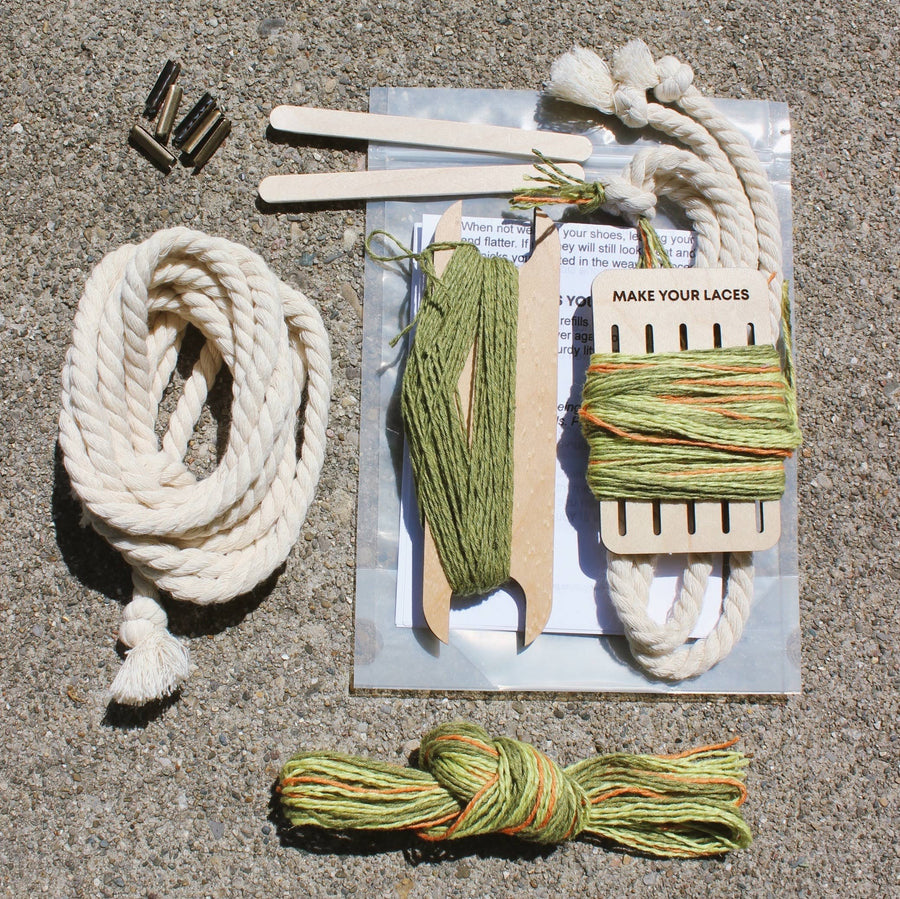 Flower Shoelace Weaving Kit, Sage Green