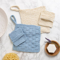 Face Cloth and Scrub Pad Beginner Knitting Kit, Baby Blue