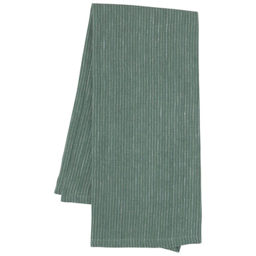 Jade Green Pinstripe Linen Dishtowel Embroidery Blank