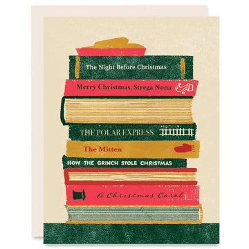 Stack of Christmas Books Holiday Card - Boxed Set