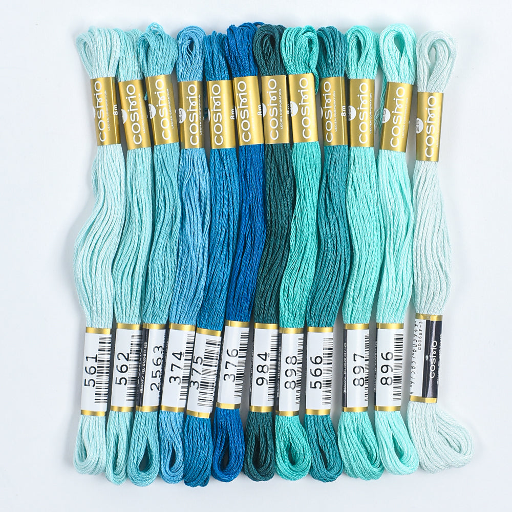 COSMO Embroidery Thread Pack - Blue Lagoon