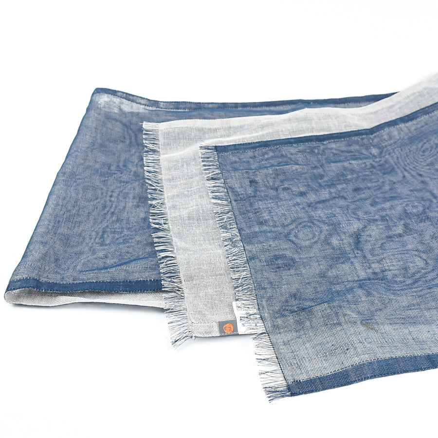 Reversible Gauze Scarf - Navy blue/Silver gray