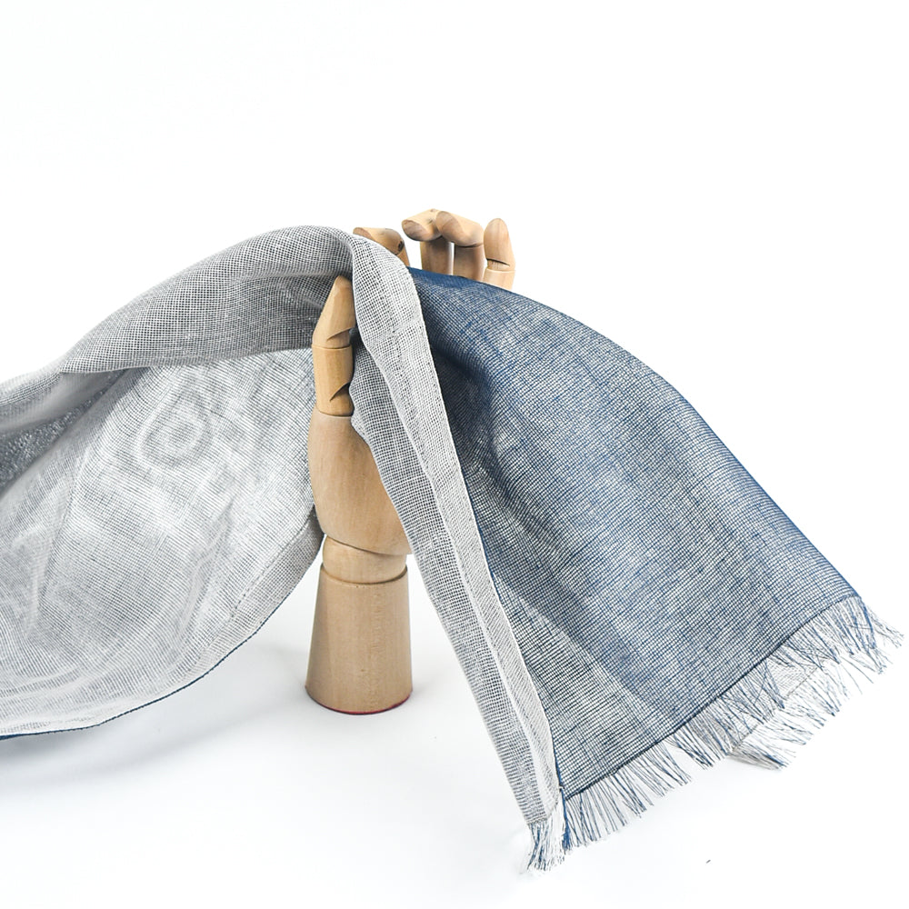 Reversible Gauze Scarf - Navy blue/Silver gray