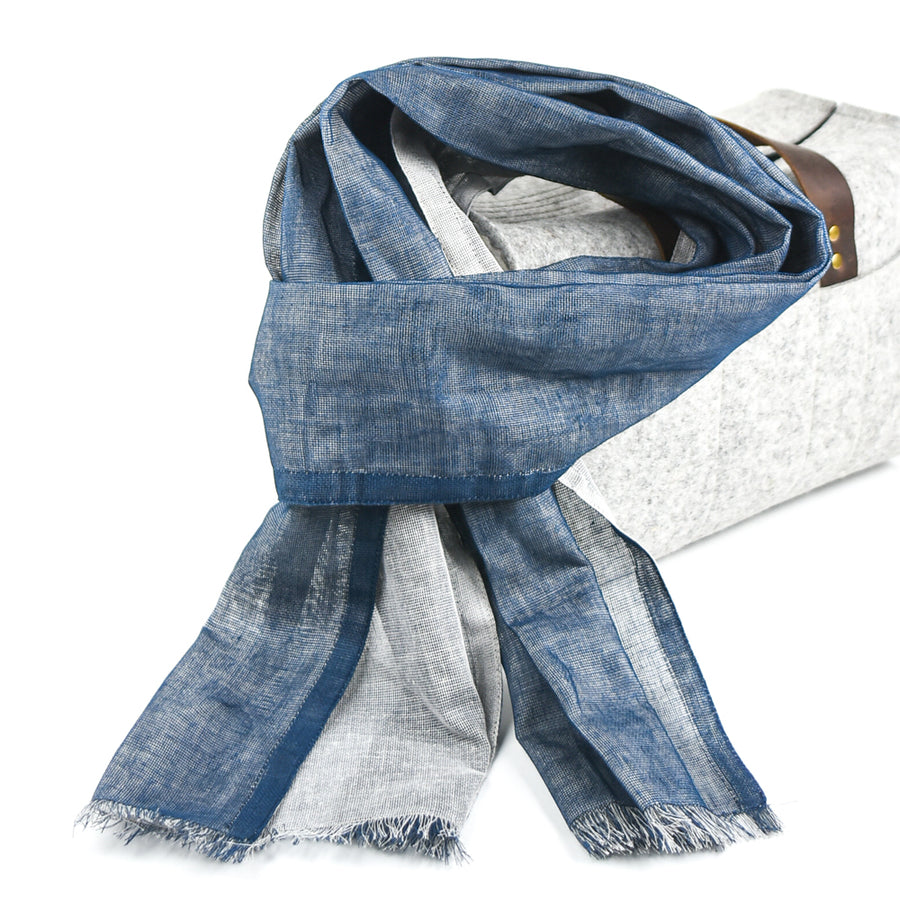 Reversible Gauze Scarf - Navy blue/Silver gray