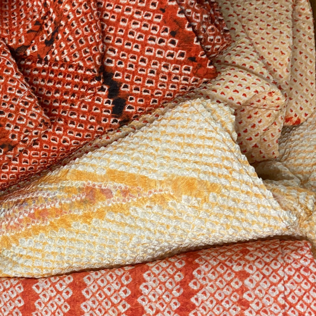 Vintage Shibori Silk Fabric Pack - Amber Glow