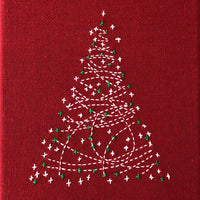 Christmas Tree Sashiko Cloth, Red