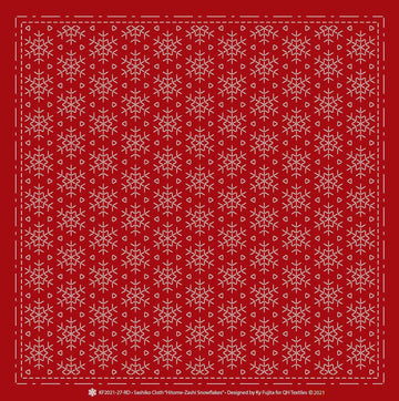 Snowflake Sashiko Cloth, Red