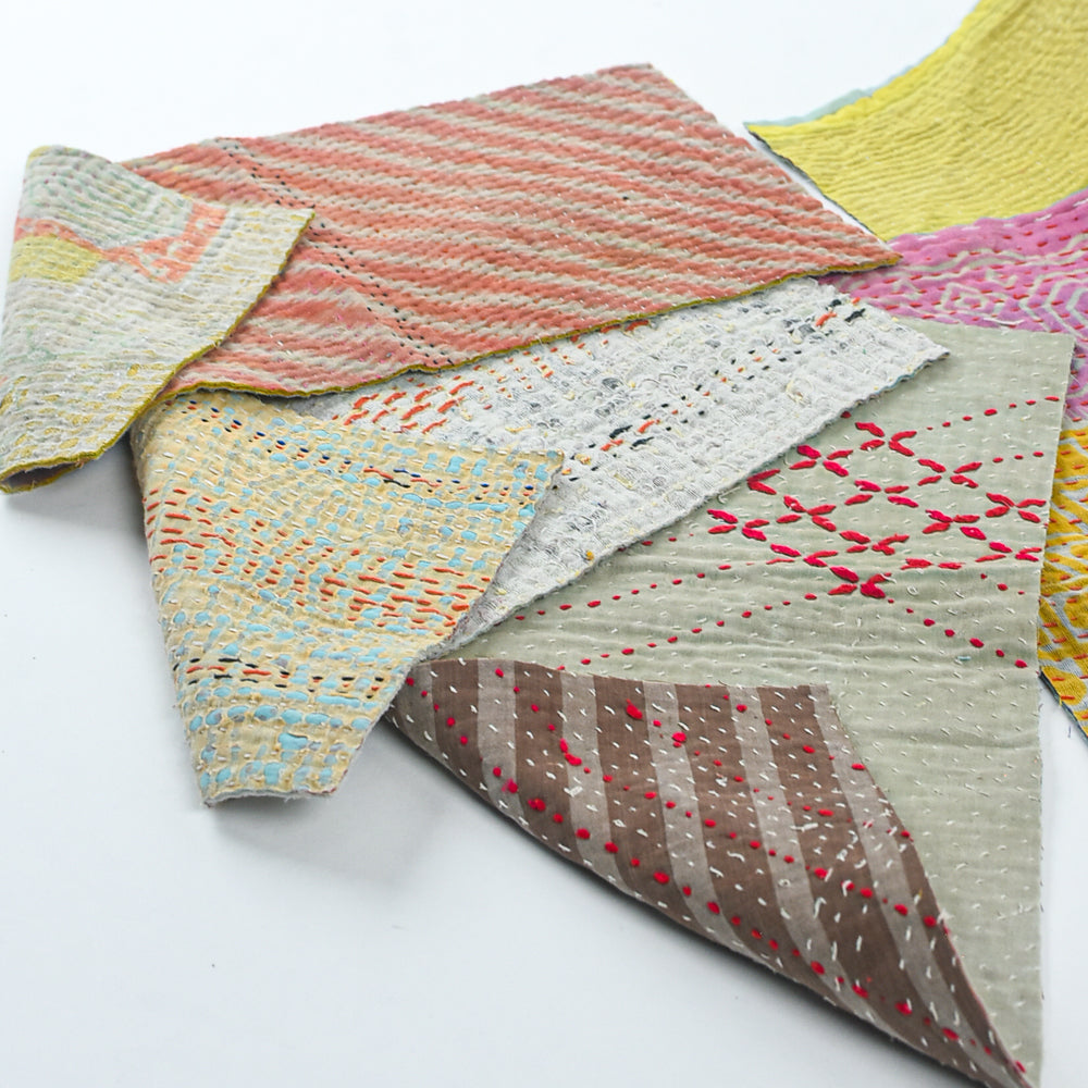 Kantha Tiny Stitch Fabric Bundle - Blush