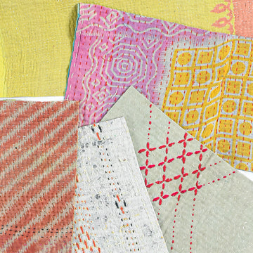 Kantha Tiny Stitch Fabric Bundle - Blush