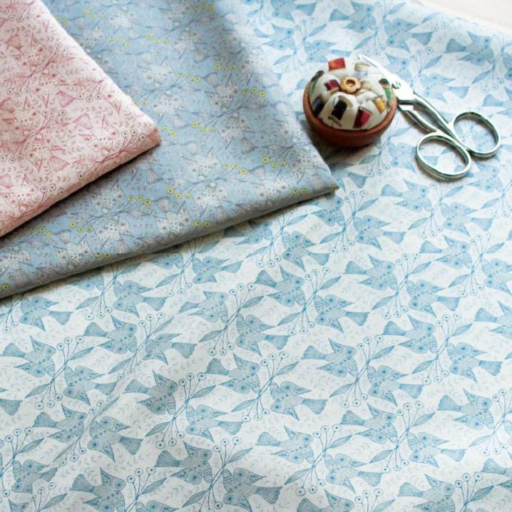 Bird Fabric by Alice Makabe, Blue