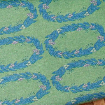 Wreath Linen/Cotton Canvas, Green/blue