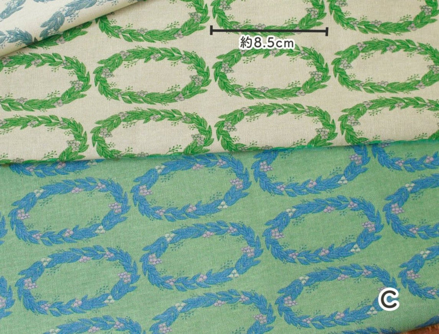 Wreath Fabric by Alice Makabe, Green/blue