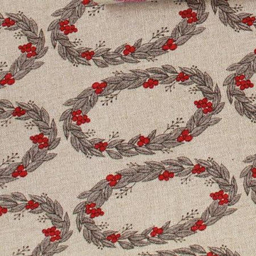 Wreath Fabric by Alice Makabe, Red berries