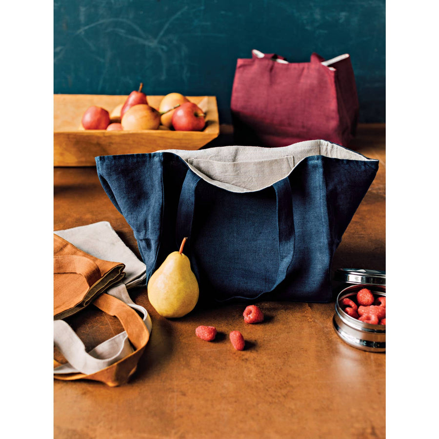 Linen Tote, Midnight Blue