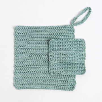 Face Cloth & Scrub Pad Beginner Crochet Kit, Mint