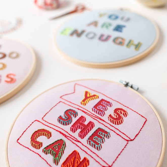 Yes She Can Embroidery Kit