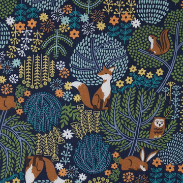 Scandi Hidden Creatures Cotton Sheeting by Hirvi