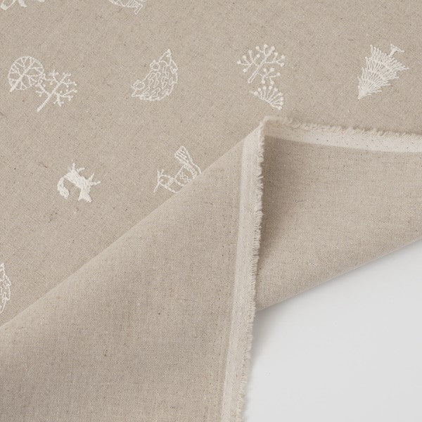 Scandi Forest Embroidered Fabric by Hirvi