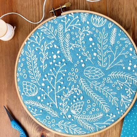 Frosty Foliage Embroidery Cloth