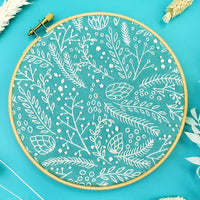 Frosty Foliage Embroidery Cloth