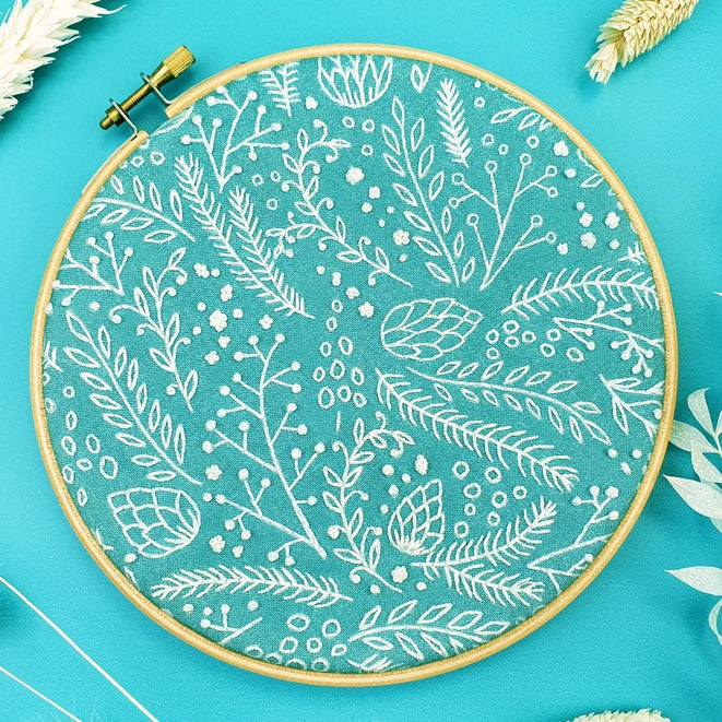 Frosty Foliage Embroidery Cloth