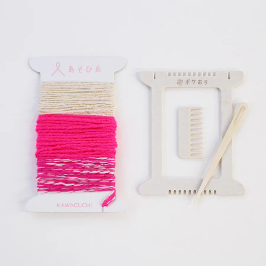 Pokeori Mini Loom Weaving Kit, Neon Pink