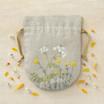 Yarrow Large Pouch Embroidery Kit, 6x8"