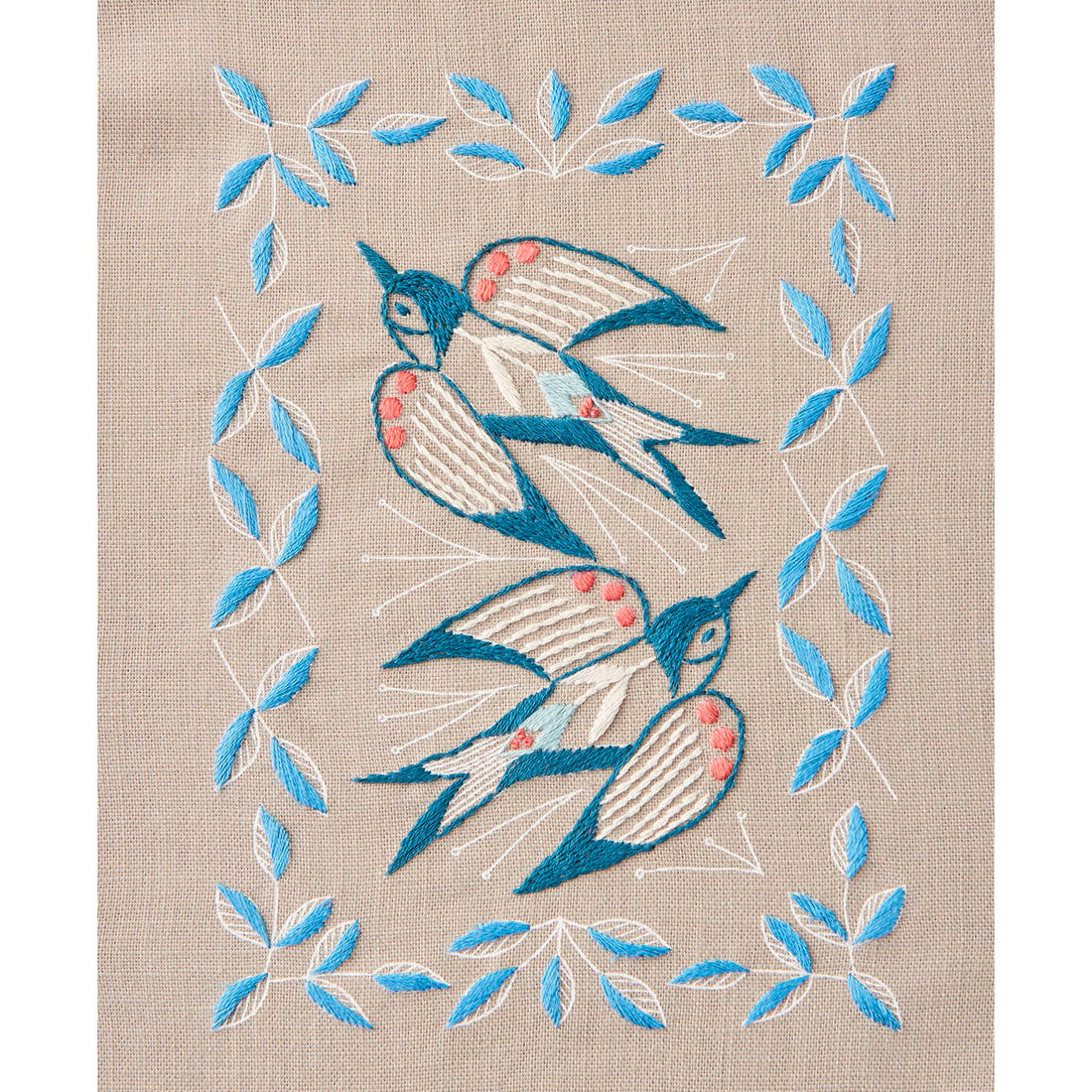 Swallow and Plant Pattern Embroidery Kit