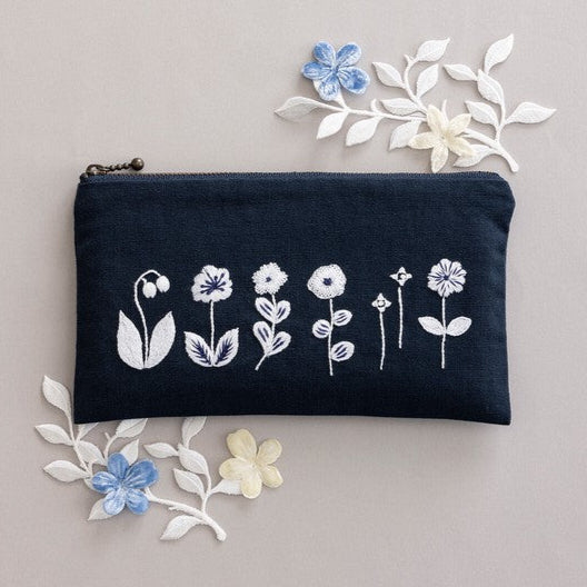 12 Flowers Zip Pouch Embroidery Kit