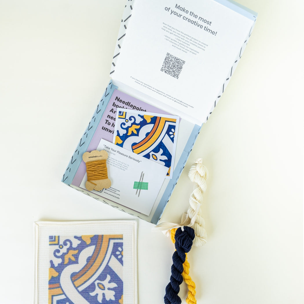 Portuguese Tile Needlepoint Kit, Cedofeita