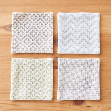 Sashiko Coaster Set - Intermediate White