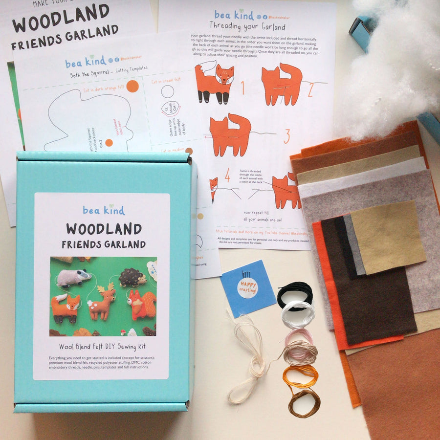 Sew Your Own Felt Woodland Garland Kit. Felt Kit. Sew Your Own
